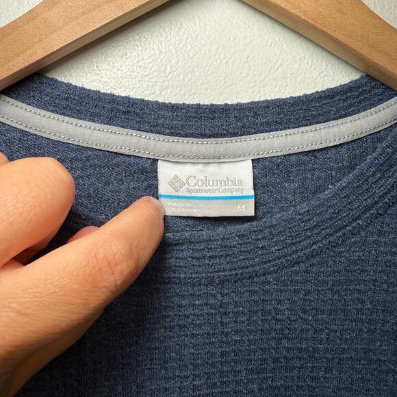 Columbia Men's Waffle Weave Long Sleeve Shirt Navy Blue Size Medium - Picture 3 of 5